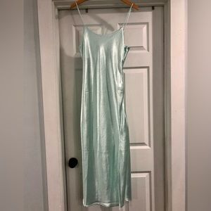 Double Zero Blue Satin Maxi Dress